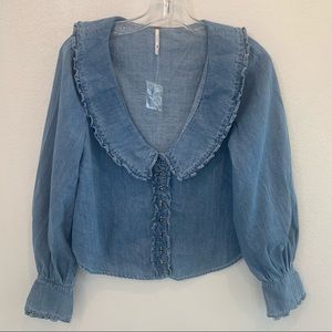 🆕 Free People Peter Pan Ruffle Collar Blouse